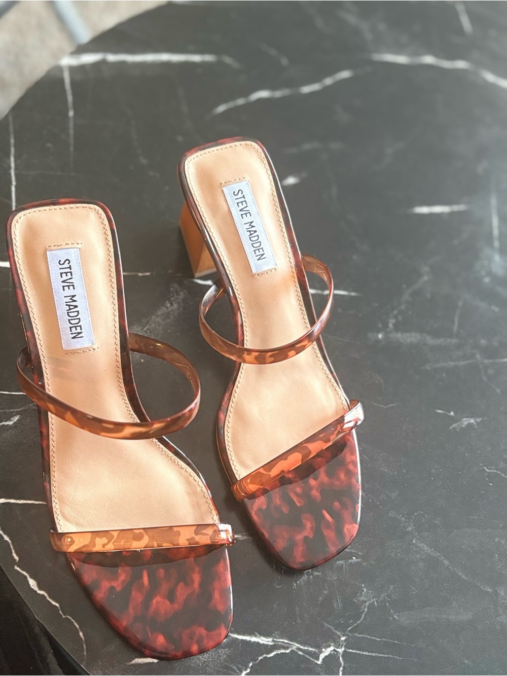 🤎 Steve Madden Tortoise Shell Strappy Sandals - Brown/Amber